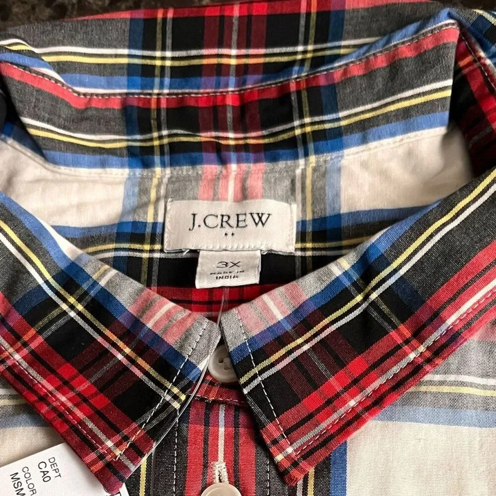 NWT J. Crew Women’s Holiday Tartan Plaid Button Down Shirt Size 2X